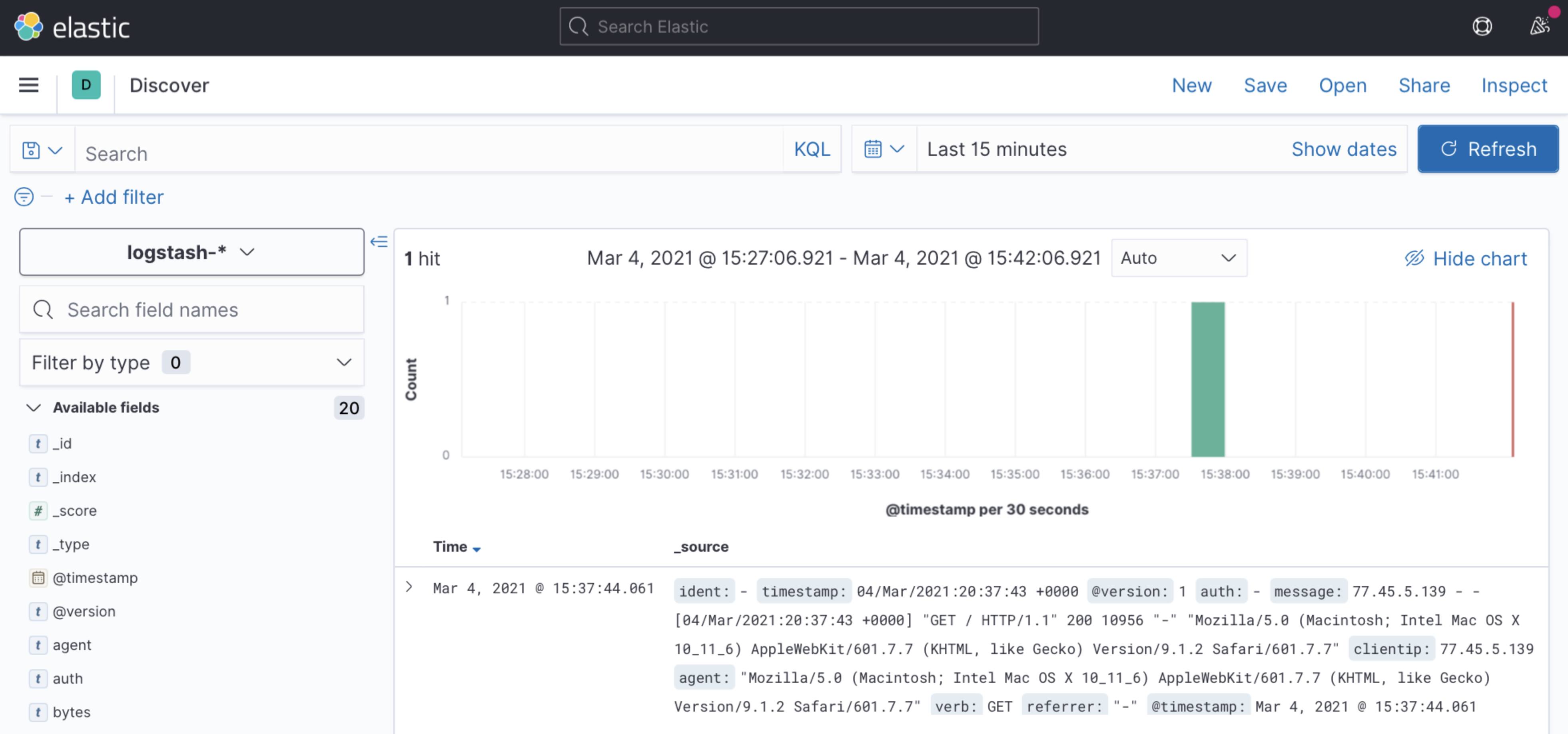 Kibana 7 Discover View